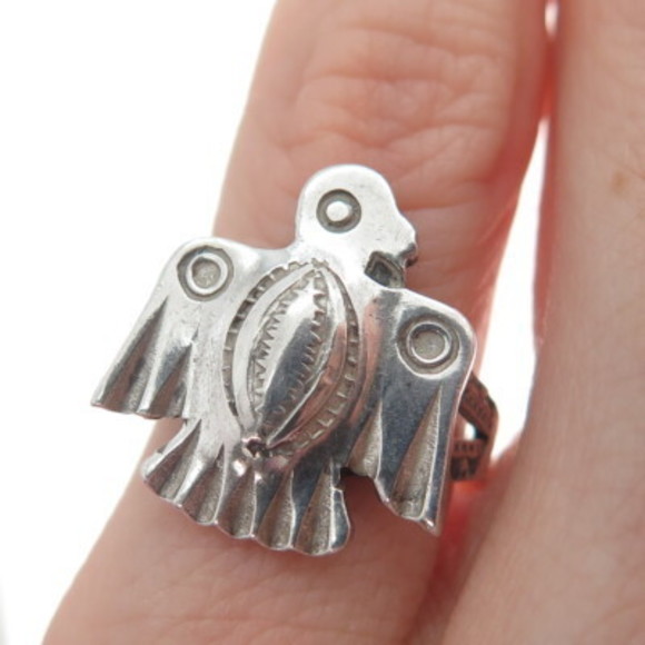 Jewelry - Old Pawn 925 Sterling Silver Vintage Southwestern Thunderbird Tribal Ring Size 5